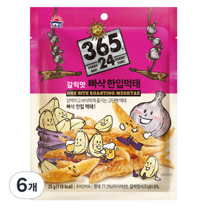 삼육오점이사 사조 한입먹태 빠삭한입먹태 갈릭맛, 25g, 6개