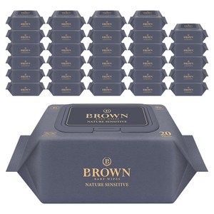 브라운 네이처 센시티브 도톰한 아기 물티슈 엠보싱 저자극 휴대캡형, 73g, 20매, 48개