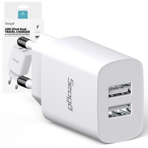 서가 10W 듀얼 2포트 멀티 USB 충전기 어댑터, 화이트, 1개