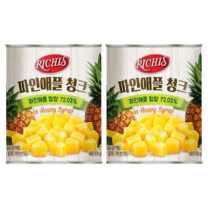 리치스 파인애플 청크 통조림, 836g, 2개