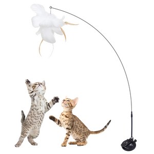 펫츠몬 고양이 플라잉 롱 와이어 멀티고정 깃털 낚시대, 랜덤발송, 1개
