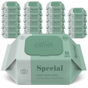 코멧 스페셜 아기물티슈 도톰한 엠보싱 캡형 더마테스트 인증, 65g, 80개입, 10개