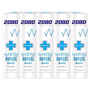 2080 덴탈크리닉 뉴샤이닝 화이트 베이직 치약, 140g, 5개