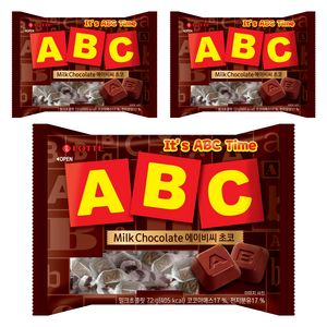 롯데웰푸드 에이비씨 초콜릿, 72g, 3개