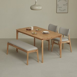 스칸딕 레프 원목식탁 1400 + 레프벤치 + A의자 2P 4인용 방문설치