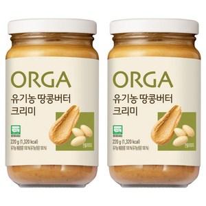올가홀푸드 유기농 땅콩버터 크리미, 220g, 2개