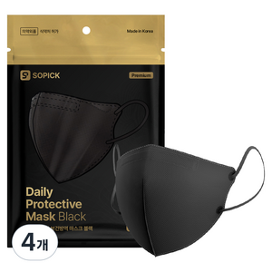쏘픽 데일리 라이트 패키지 마스크 대형 KF94, 블랙, 5개입, 4개