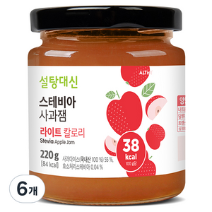 설탕대신 스테비아 사과잼, 220g, 6개