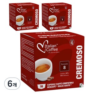 이탈리안커피 돌체구스토 호환 크레모소 캡슐커피, 16개입, 6개
