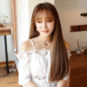 하이유니 스트레이트 펌 반가발 60cm, 라이트브라운, 1개