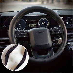 카사장 자국 안남는 무타공 무지 나파 가죽 핸들 커버, 비크블랙, 37 x 37 cm