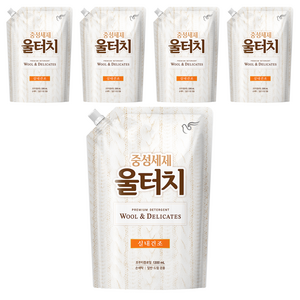 울터치 중성세제 리필, 1.3L, 5개