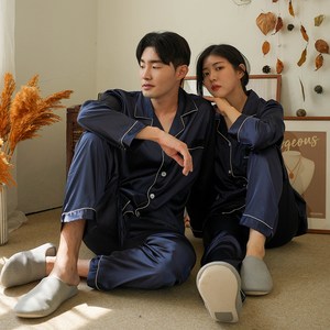 달콤한레드 커플용 신혼부부 실크 긴팔 잠옷 세트