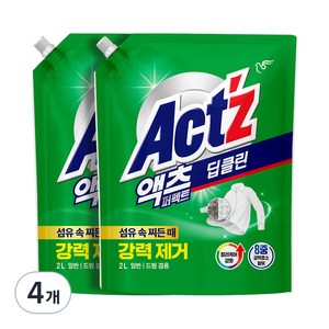 액츠 퍼펙트 딥클린 액상세제 리필, 2L, 4개