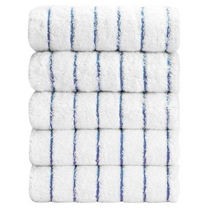 하비티 흡수가 빠른 스트라이프 수건 190g 16수 코마사, 블루, 5개