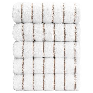 하비티 흡수가 빠른 스트라이프 수건 190g 16수 코마사, 브라운, 5개