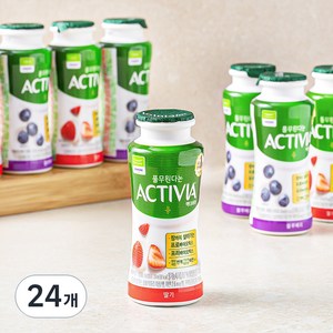 풀무원다논 액티비아 병 딸기 x 4p + 블루베리 x 4p 세트, 130ml, 24병