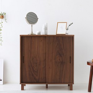 마켓비 SHOLID 슬라이딩 2문 수납형 솔리드형 수납장 CHM8380AM, 미들브라운