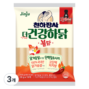 건강하닭 천하장사 더 불닭 소시지, 448g, 3개