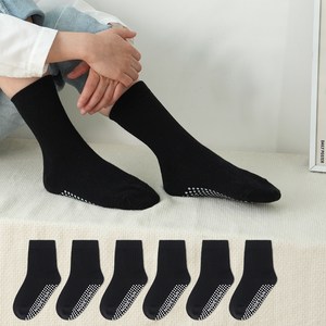 노디자인 아동용 전사이즈 미끄럼방지 패드 심플 골지 중목 양말 6켤레