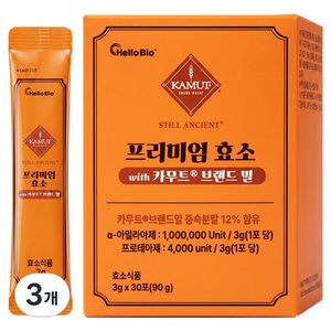헬로바이오 프리미엄 효소 with 카무트 브랜드 밀 30p, 90g, 3개