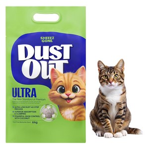 쉬즈곤 응고형 고양이 먼지아웃 울트라 벤토나이트 모래, 6kg, 무향, 1개