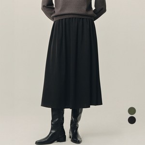 ELLE PARIS 여성용 풀밴딩 우아한 글로우 새틴 셔링 스커트