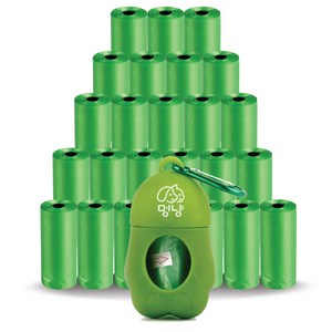 멍냥 반려동물 휴대용 배변 봉투 케이스 + 리필 세트, 그린, 515개입, 1개