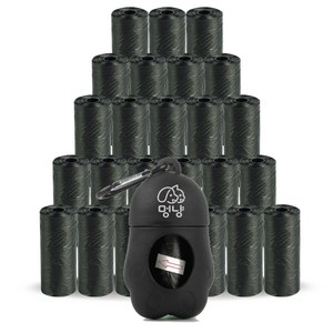 멍냥 반려동물 휴대용 배변 봉투 케이스 + 리필 세트, 블랙, 515개입, 1개