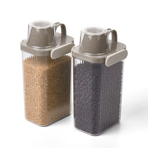 셰프토프 글라스락 간편 오픈 잡곡통, 스톤그레이, 1800ml, 2개