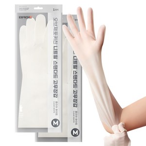 브릭글로 오브제포키친 질긴 니트릴 고무장갑 양손착용 세트, 클리어화이트, 중(M), 2세트