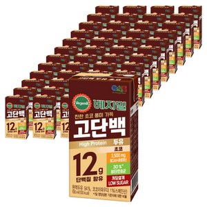 베지밀 고단백 두유 초코, 190ml, 48개