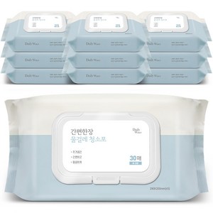 데일리워터 간편한장 물걸레 청소포 대형 캡형 30매, 29 x 20 cm, 10개