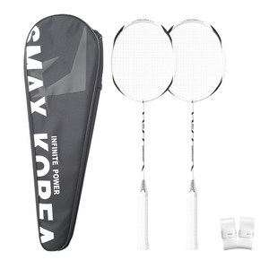 스맥스코리아 카본 배드민턴 라켓 2p + 라켓 가방 + 그립 2p 세트 화이트