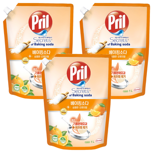 프릴 시크릿오브 베이킹소다 주방세제 상큼한 오렌지향, 1L, 3개