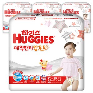 하기스 2020 매직팬티 컴포트 팬티형 기저귀 여아용 특대형 5단계(13~18kg), 116매