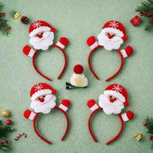 파티쇼 산타 인형 머리띠 4p + 털모자 크리스마스 머리핀