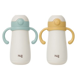 마더케이 허그 스테인리스 빨대컵, 350ml, 민트 + 머스터드, 2개