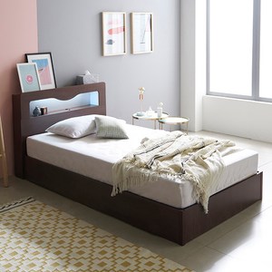 삼익가구 로이 평상형 LED 목재 헤드수납 침대 프레임, 월넛, 슈퍼싱글