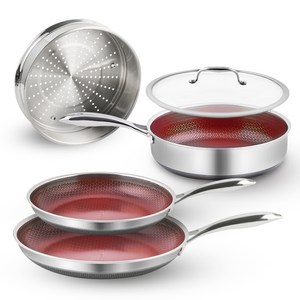 쿡셀 인덕션 레드 프라이팬세트 5개, 혼합색상, 5종, 1개