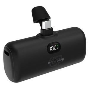 미니플러그 초고속충전 PD 퀄컴 3.0 미니 도킹형 보조배터리 5000mAh, EB612(C타입), 블랙