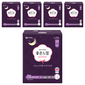 좋은느낌 오리지널 생리대 날개형, 슈퍼롱, 20개입, 5개