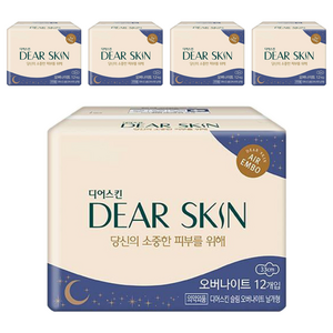 디어스킨 에어엠보 슬림 생리대 날개형, 오버나이트, 12개입, 5개