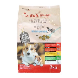 더독 강아지 닥터소프트 사료 감자, 연어, 3kg, 1개