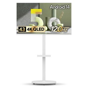 더함 4K UHD QLED TV, 109cm(43인치), 스마트 TV, 이동형 스탠드, 고객직접설치