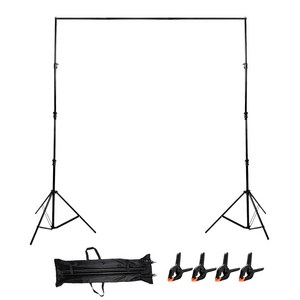 대한 스튜디오 크로마키 인물 제품 사진 촬영 배경지 거치대 L + 배경천 고정 집게 4개 + 스탠드 가방 세트