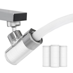 해피달링 시그니처 워터탭 세면대 필터 수전 + 필터 3P 세트, 클리어 실버, 1세트