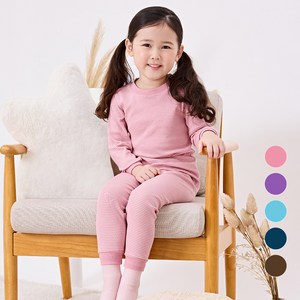 트라이 키즈 스트라이프 30수 순면 9부 실내복 상하의 세트 QBLI00A