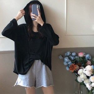 피어니스트 여성용 와플면 루즈핏 후드 티셔츠