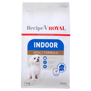 유한양행레시피브이 강아지 로얄 미니 인도어 기능성사료, 어덜트, 1.5kg, 1개